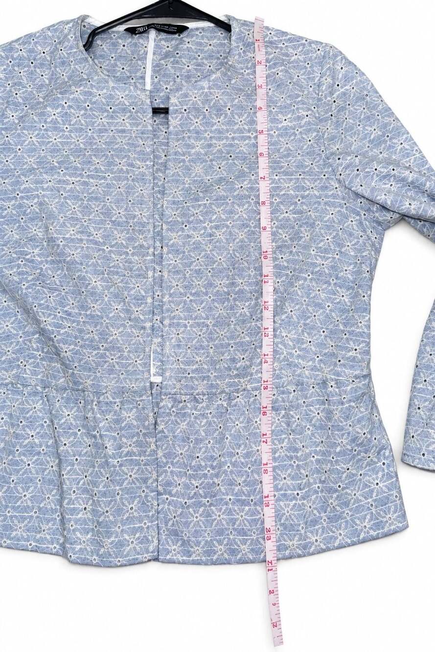Zara Embroidered Eyelet Ruffle Jacket Size M - Picture 4 of 7